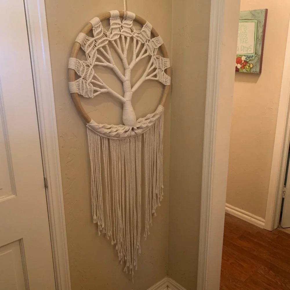 Handmade Macrame Tree Of Life Dreamcatcher Wall Hanging Decor 36